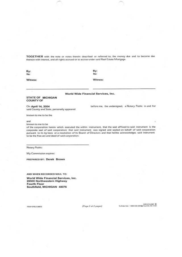 Corporate Assignment of Real Estate (Non-Mers) Page 2